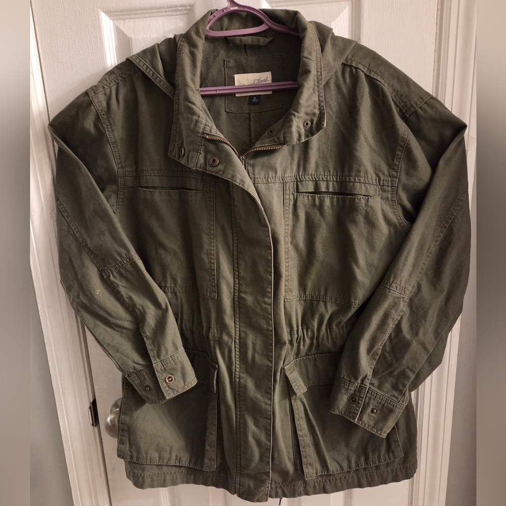 Universal Threads Ladies XL Hooded, Zip- Up Utility Jacket w Anorak-Cinch Waist.